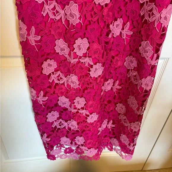 Shoshanna Rachel Floral Lace Midi Dress Magenta Rose cocktail event - Picture 11 of 16